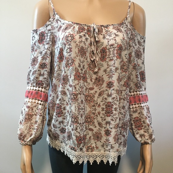 penelope Tops - Penelope cold shoulder floral long sleeve size S
